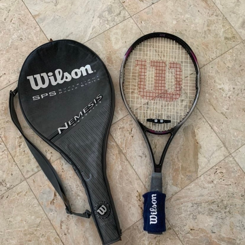 4 3/8 Grip Wilson Nemesis 28” Long Tennis Racquet Racket Carry Bag Case Strings